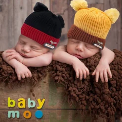 Pom Pom Black And Yellow 2 Pk Woolen Cap