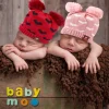 Pom Pom Hearts Red And Pink 2 Pk Woolen Cap