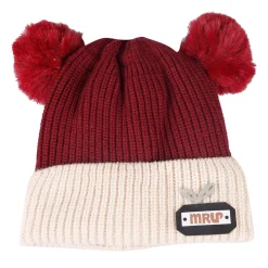 Pom Pom Maroon And Pink 2 Pk Woolen Cap