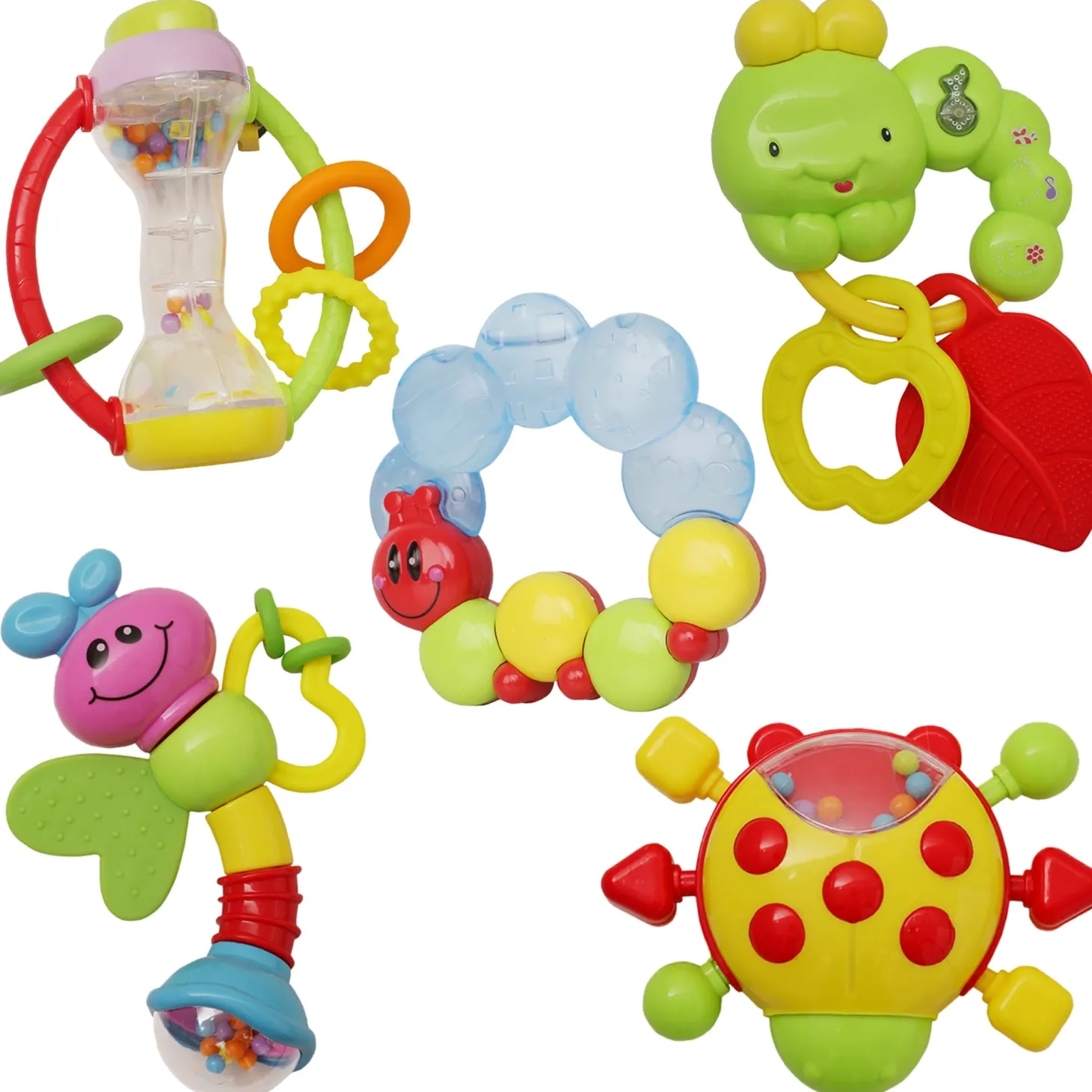 Premium Multicolour Set of 5 Musical Rattle Toys With Light
