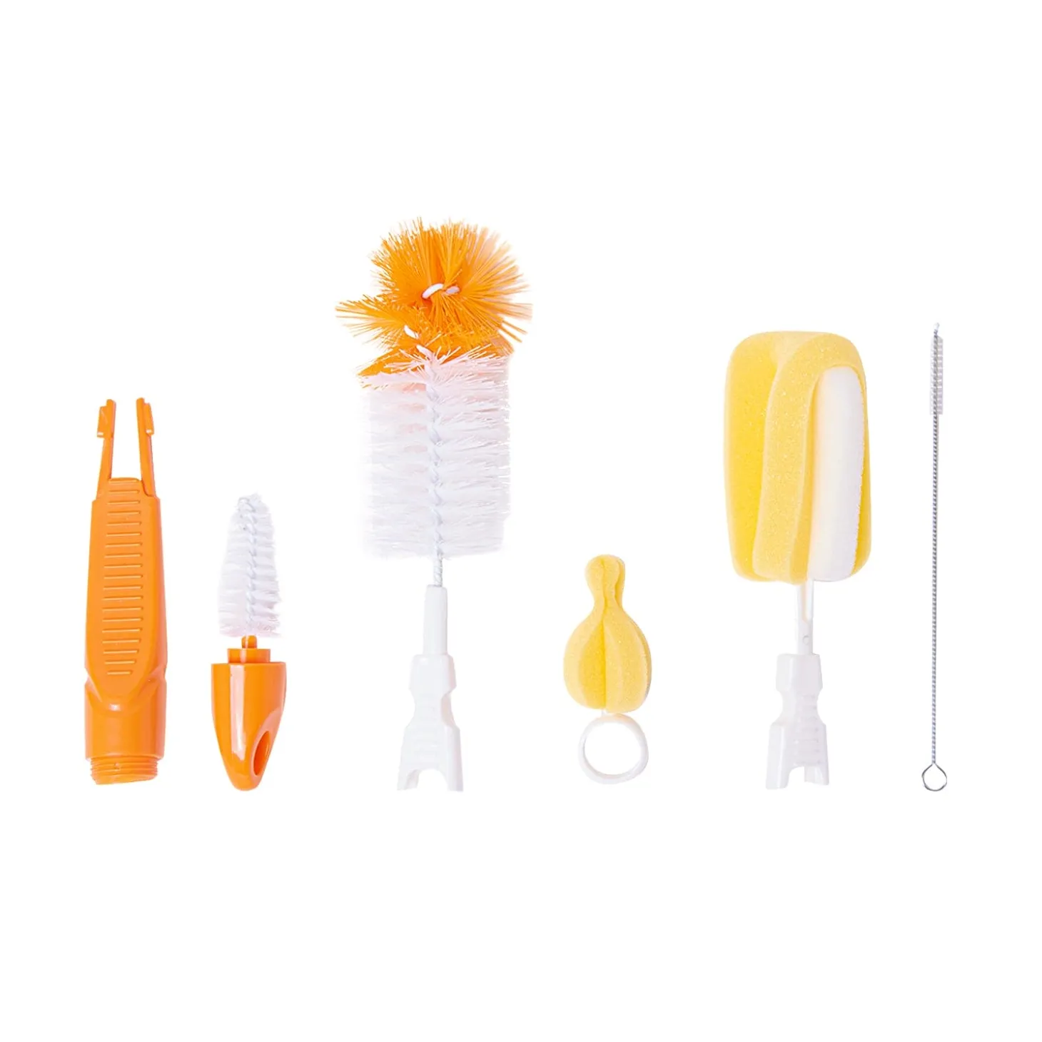 Premium Orange Set Of 5 Bottle And Nipple Cleaning Brushes