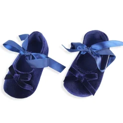 Princess Bowknot Premium Girls Anti-Slip Ballerina Booties - Blue