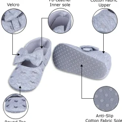 Princess Heart Premium Girls Anti-Slip Ballerina Booties - Grey