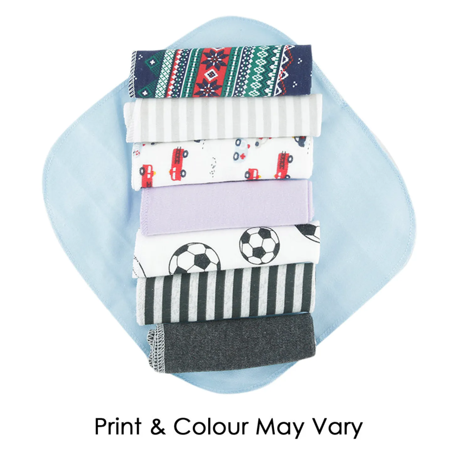 Printed Terry 8 Pcs Wash Cloth - Multicolour