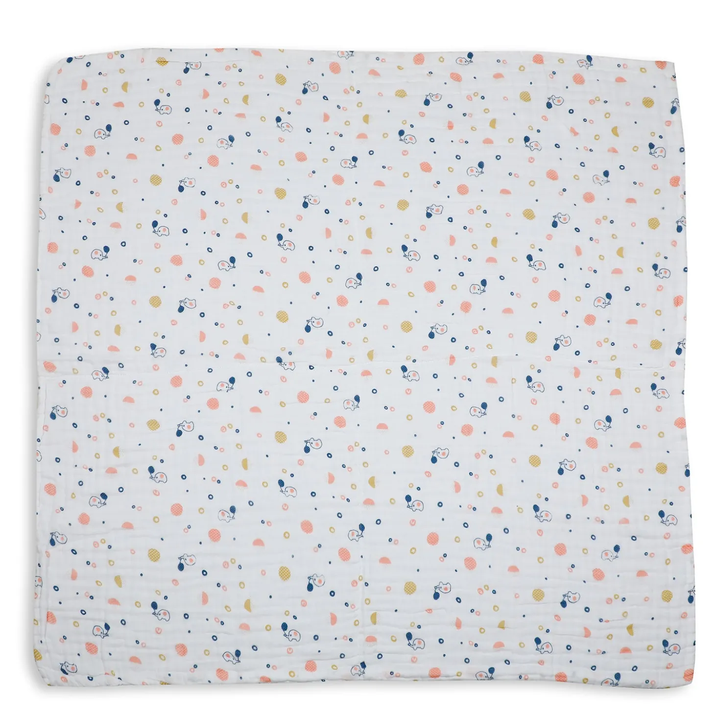 Printed White Muslin Small Blanket