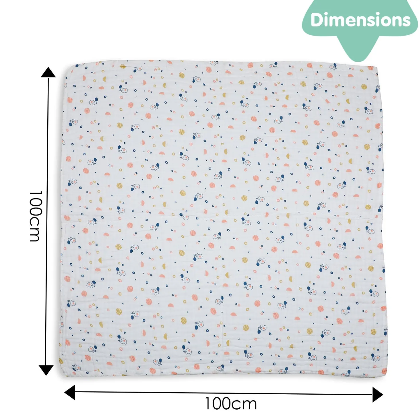 Printed White Muslin Small Blanket