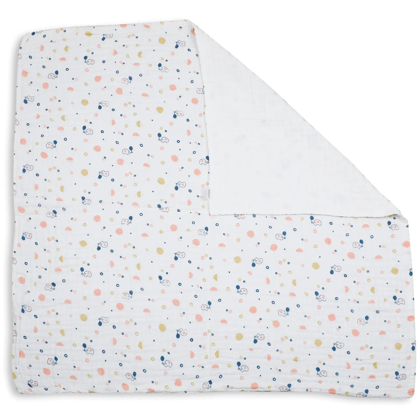 Printed White Muslin Small Blanket
