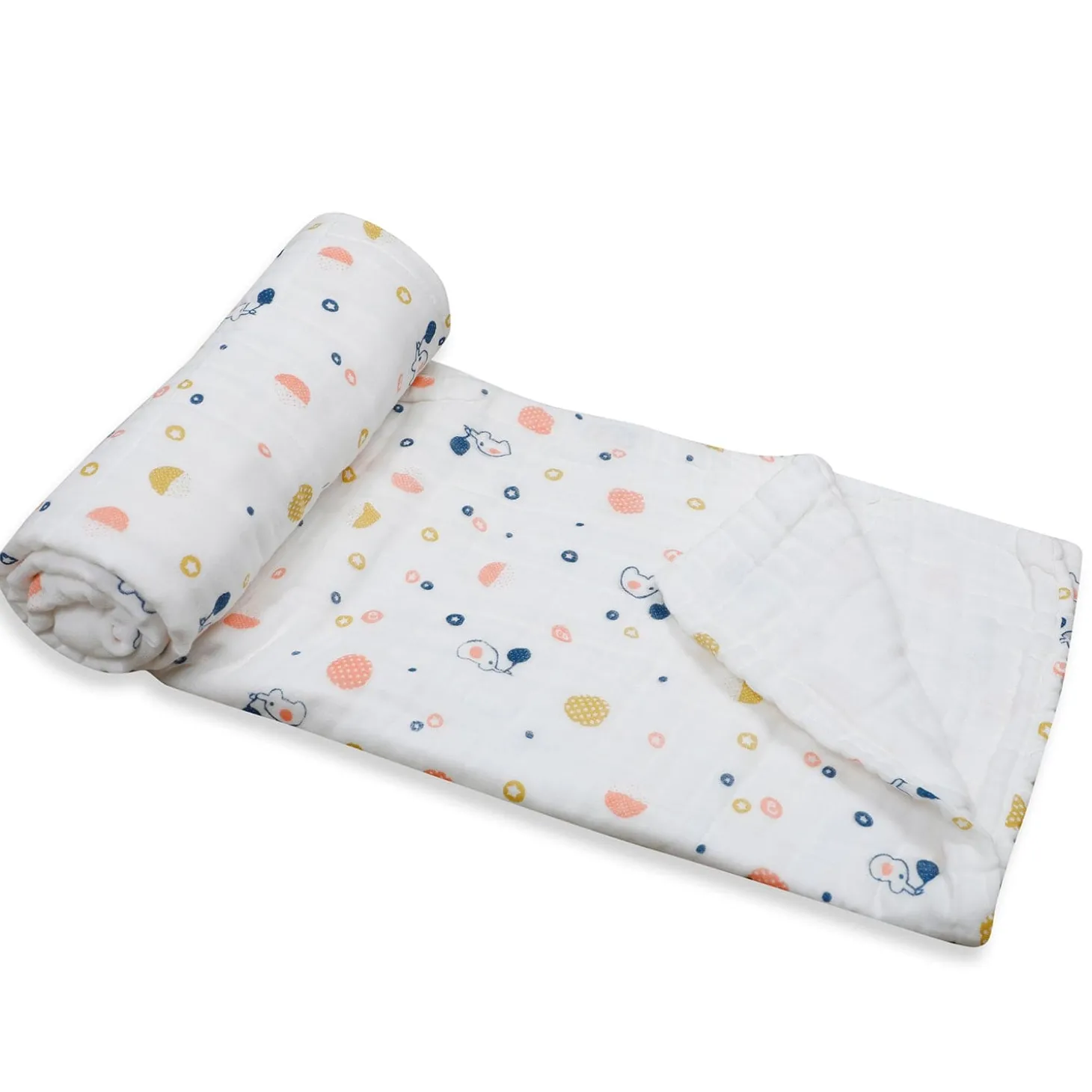 Printed White Muslin Small Blanket