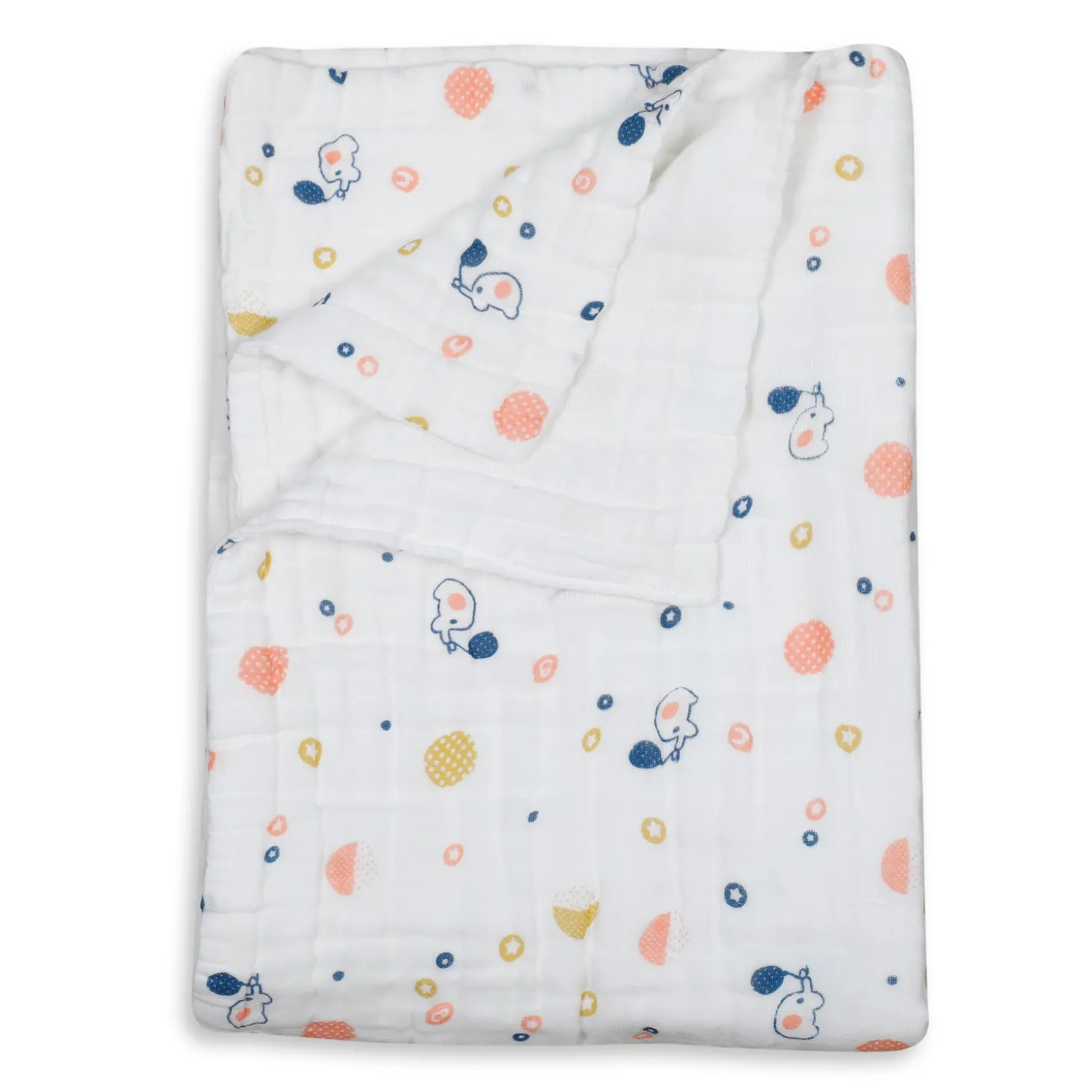 Printed White Muslin Small Blanket