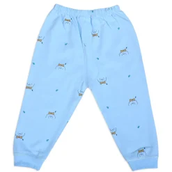 Puppy Face Full Sleeves 2 Piece Buttoned Pyjama Set Night Suit - Blue