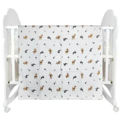 Rabbit White Small Print Muslin Blanket