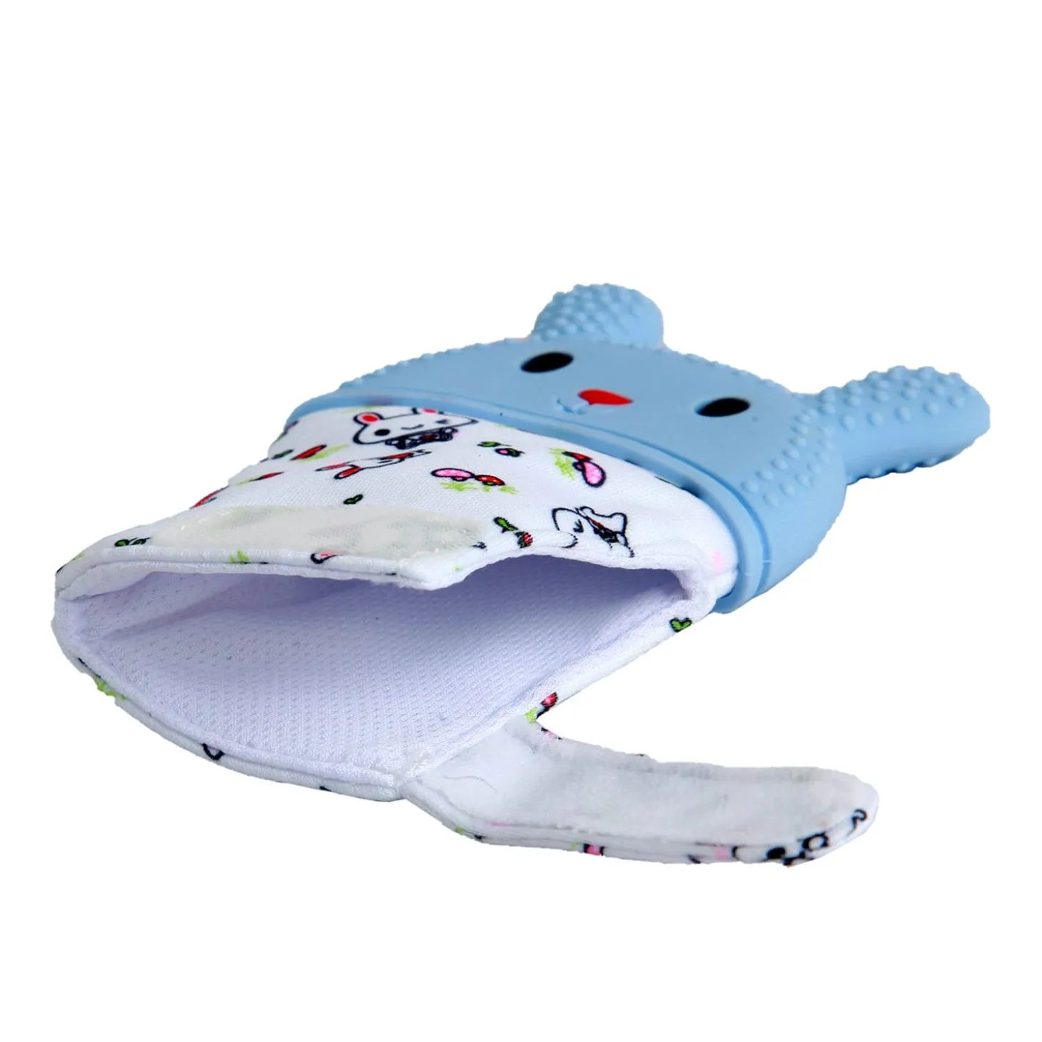 Rabbits Eat Carrots Blue Teething Mitten - 1 pc