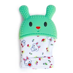 Rabbits Eat Carrots Green Teething Mitten - 1 pc