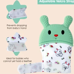 Rabbits Eat Carrots Green Teething Mitten - 1 pc