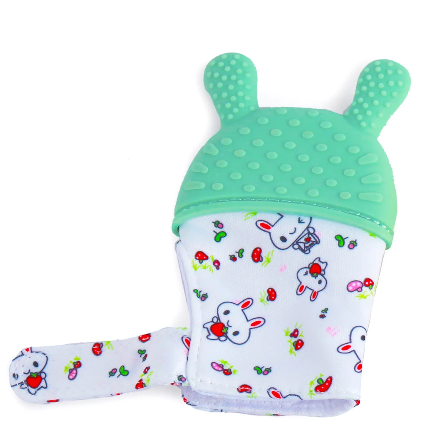 Rabbits Eat Carrots Green Teething Mitten - 1 pc