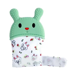 Rabbits Eat Carrots Green Teething Mitten - 1 pc