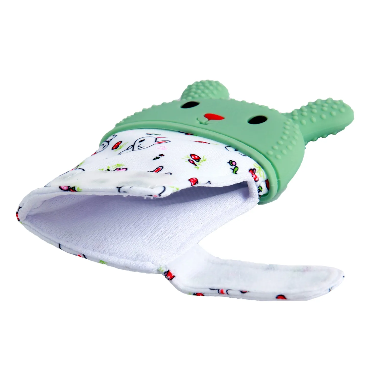 Rabbits Eat Carrots Green Teething Mitten - 1 pc