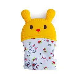 Rabbits Eat Carrots Yellow Teething Mitten - 1 pc