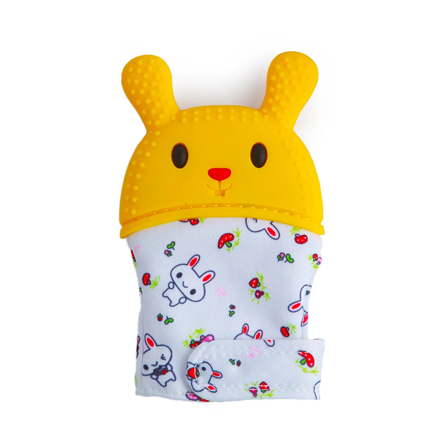 Rabbits Eat Carrots Yellow Teething Mitten - 1 pc