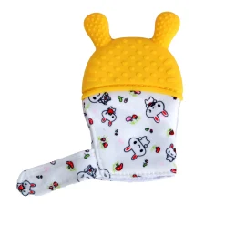 Rabbits Eat Carrots Yellow Teething Mitten - 1 pc
