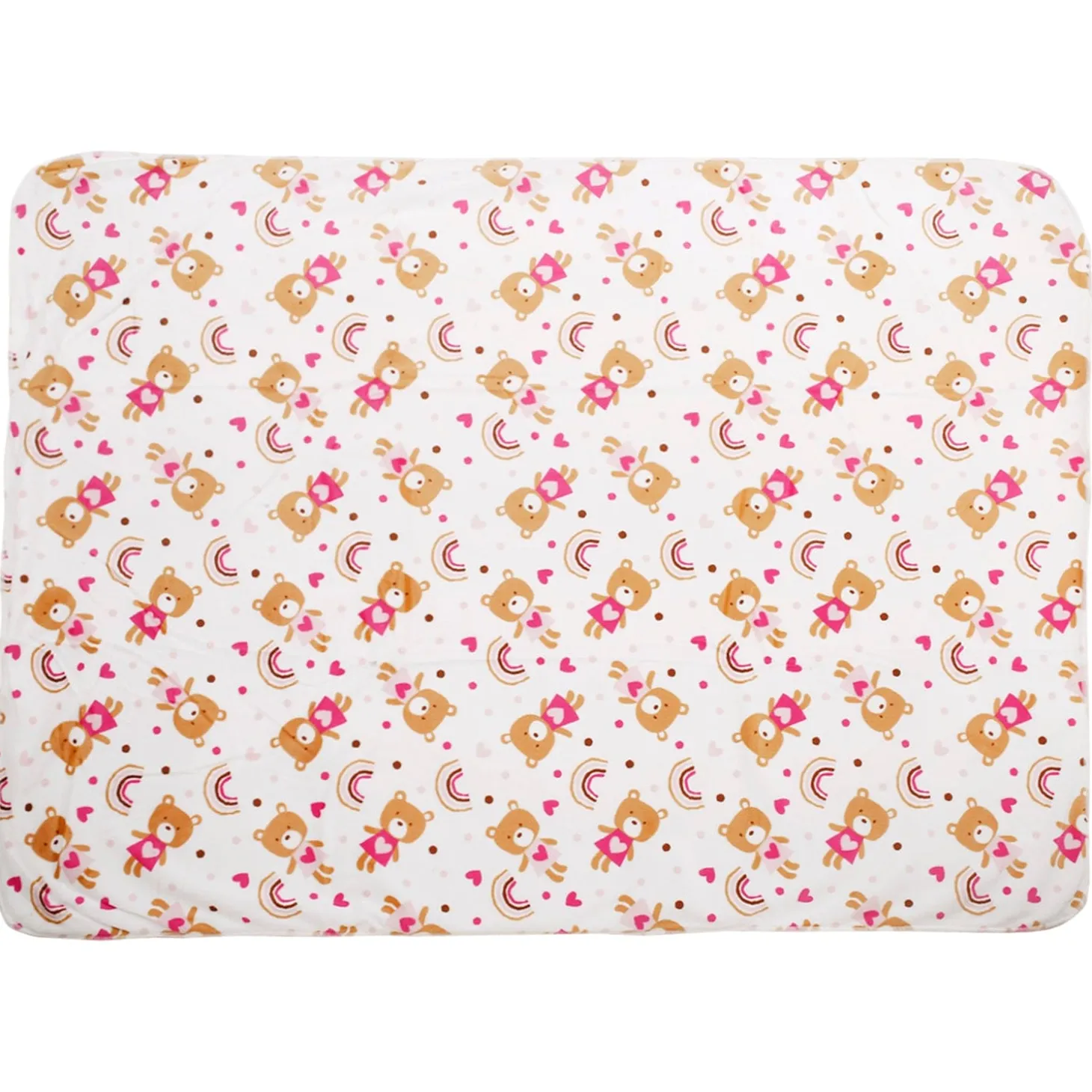 Rainbow Teddy White Double Sided Fur Blanket