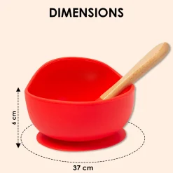 Red Silicon Bowl And Spoon Set