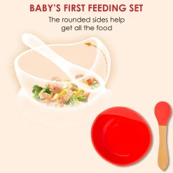 Red Silicon Bowl And Spoon Set