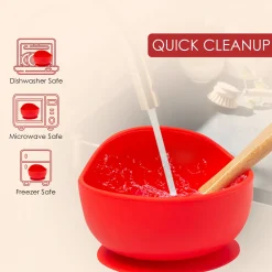 Red Silicon Bowl And Spoon Set