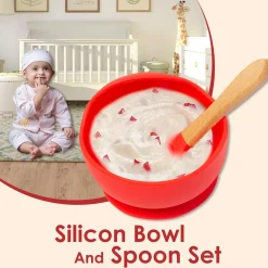 Red Silicon Bowl And Spoon Set