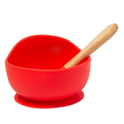 Red Silicon Bowl And Spoon Set