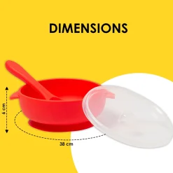 Red Silicon Bowl With Lid And Spoon Set