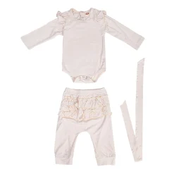 Ruffle Full Sleeve Cream 2 Piece Romper Set