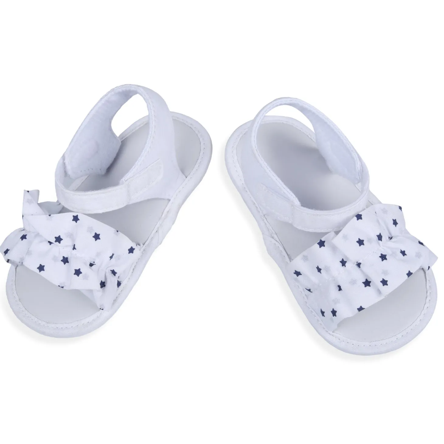 Ruffle Star Premium Girls Anti-Slip Sandal Booties - White