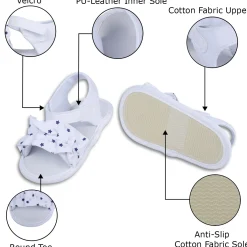 Ruffle Star Premium Girls Anti-Slip Sandal Booties - White