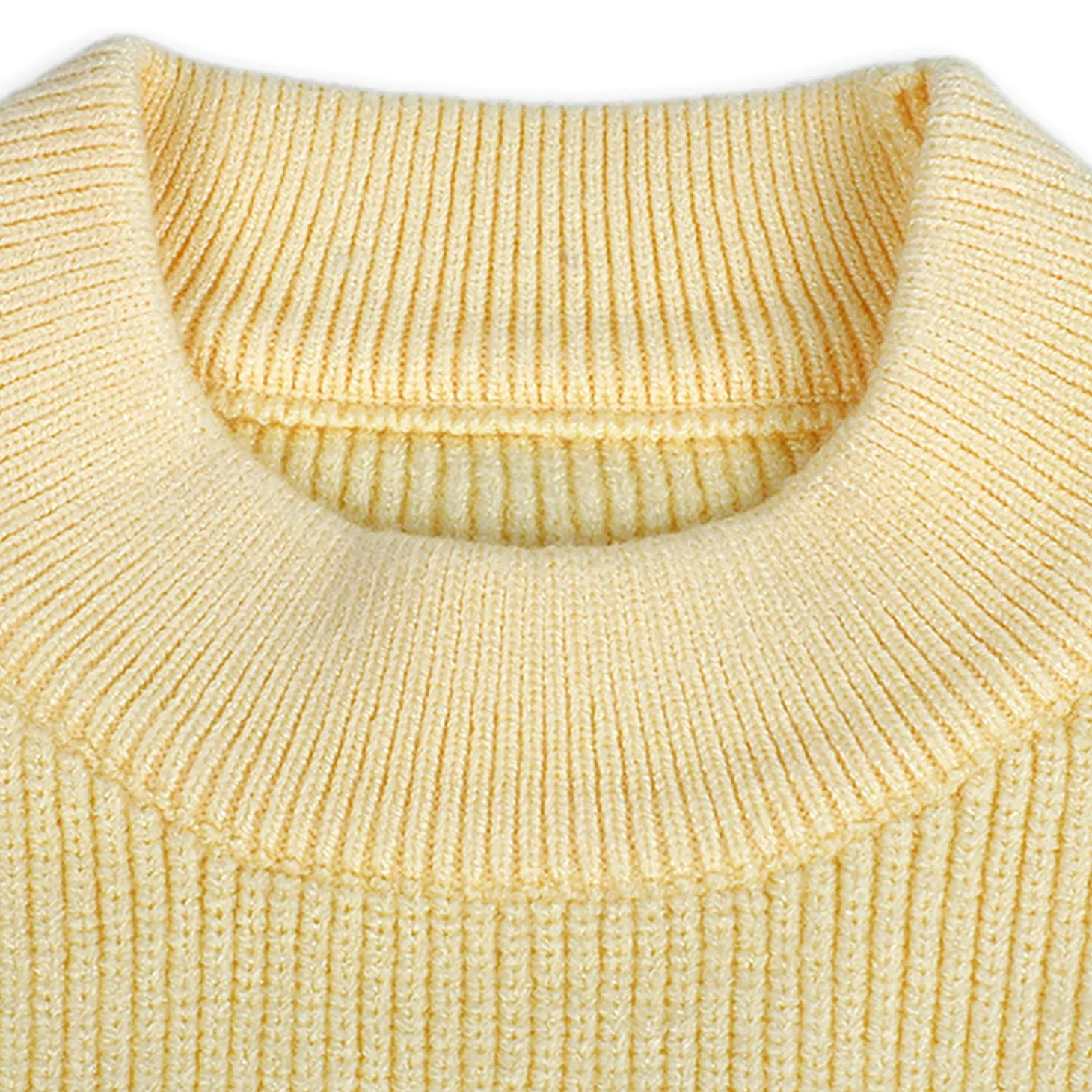 Ruffled Jumper Solid Premium Full Sleeves Braided Knit Sweater - Yellow