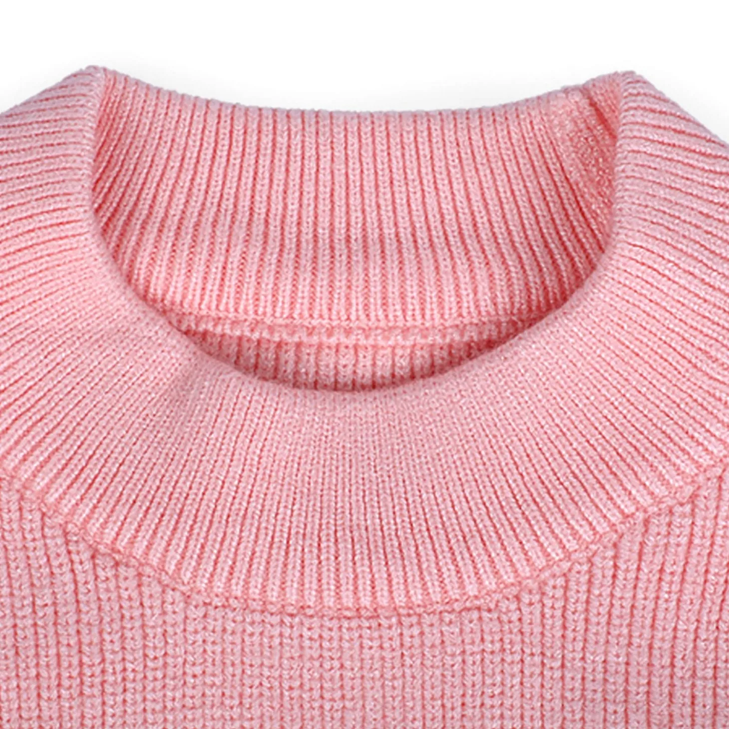 Ruffled Jumper Solid Premium Full Sleeves Braided Knit Sweater - Pink
