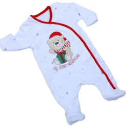 Santa's Favourite Infant Full Sleeves Snap Button Bodysuit Romper - White