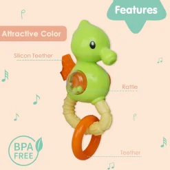 Seahorse Green Rattle Toy