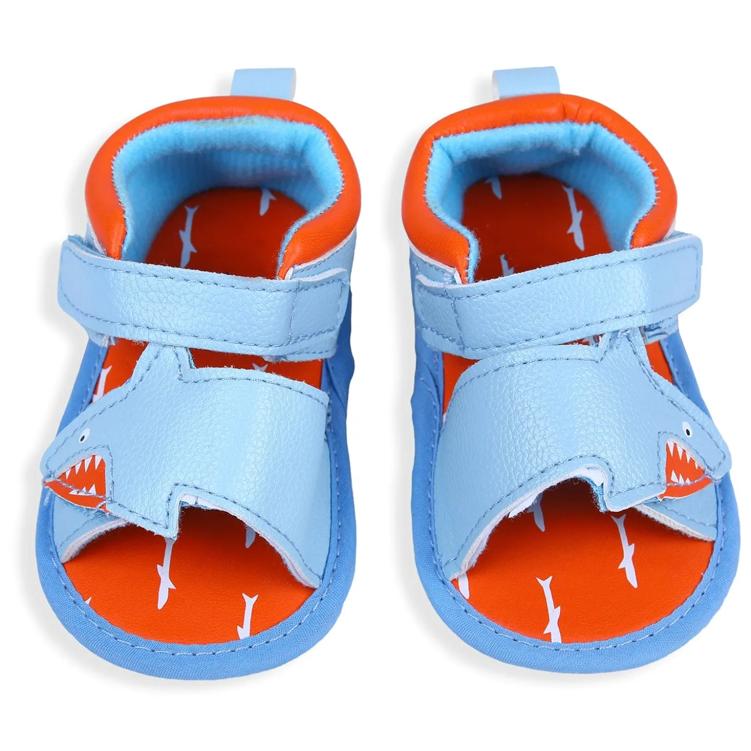 Shark Anti-Slip PU Leather Sole Sandals - Blue