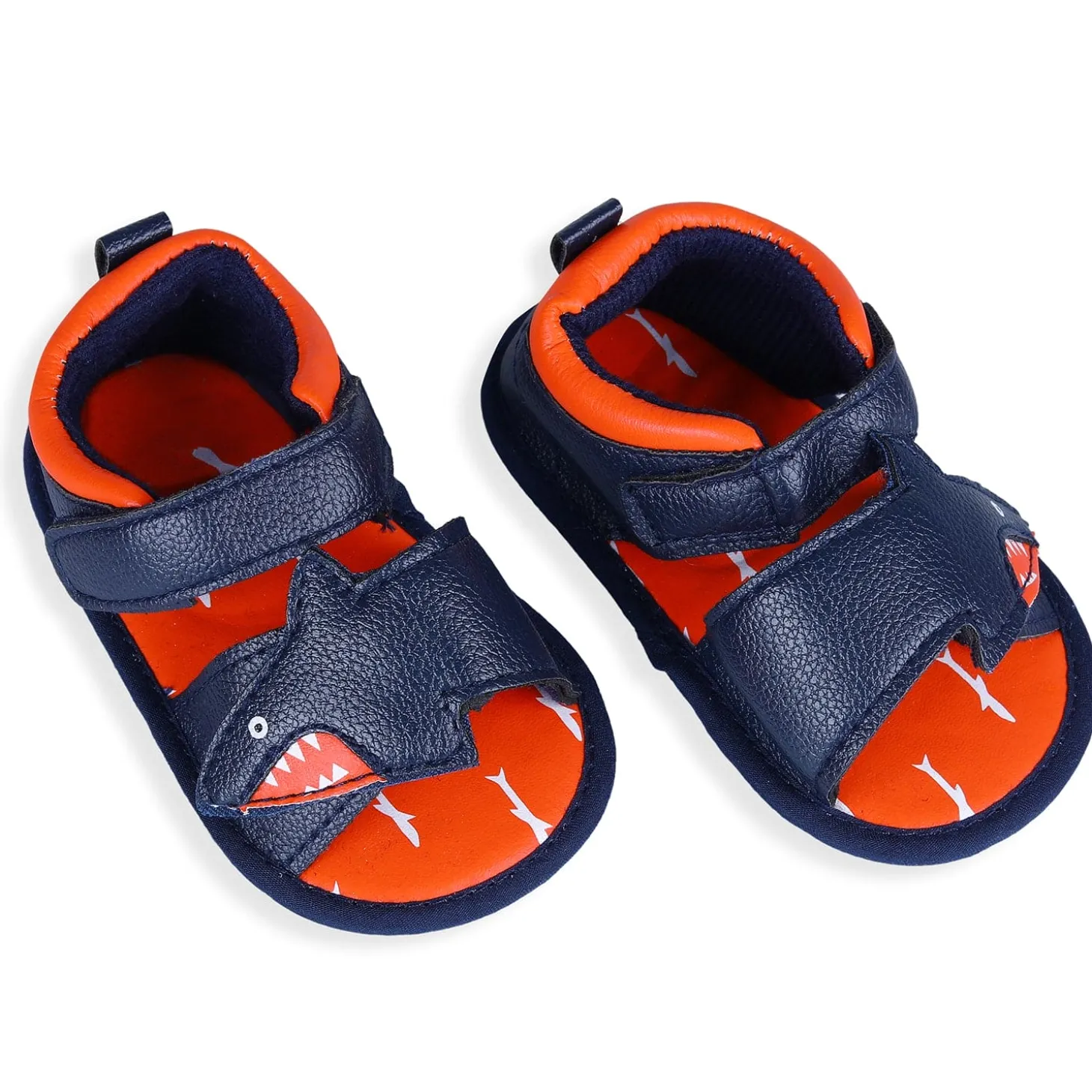 Shark Anti-Slip PU Leather Sole Sandals - Blue And Orange