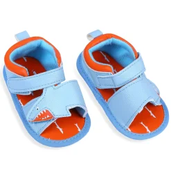 Shark Anti-Slip PU Leather Sole Sandals - Blue