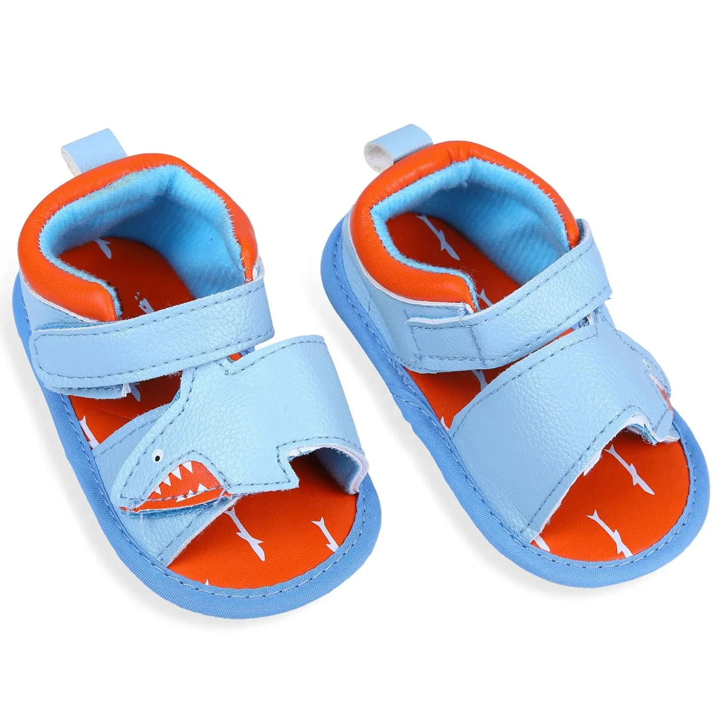 Shark Anti-Slip PU Leather Sole Sandals - Blue