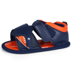 Shark Anti-Slip PU Leather Sole Sandals - Blue And Orange