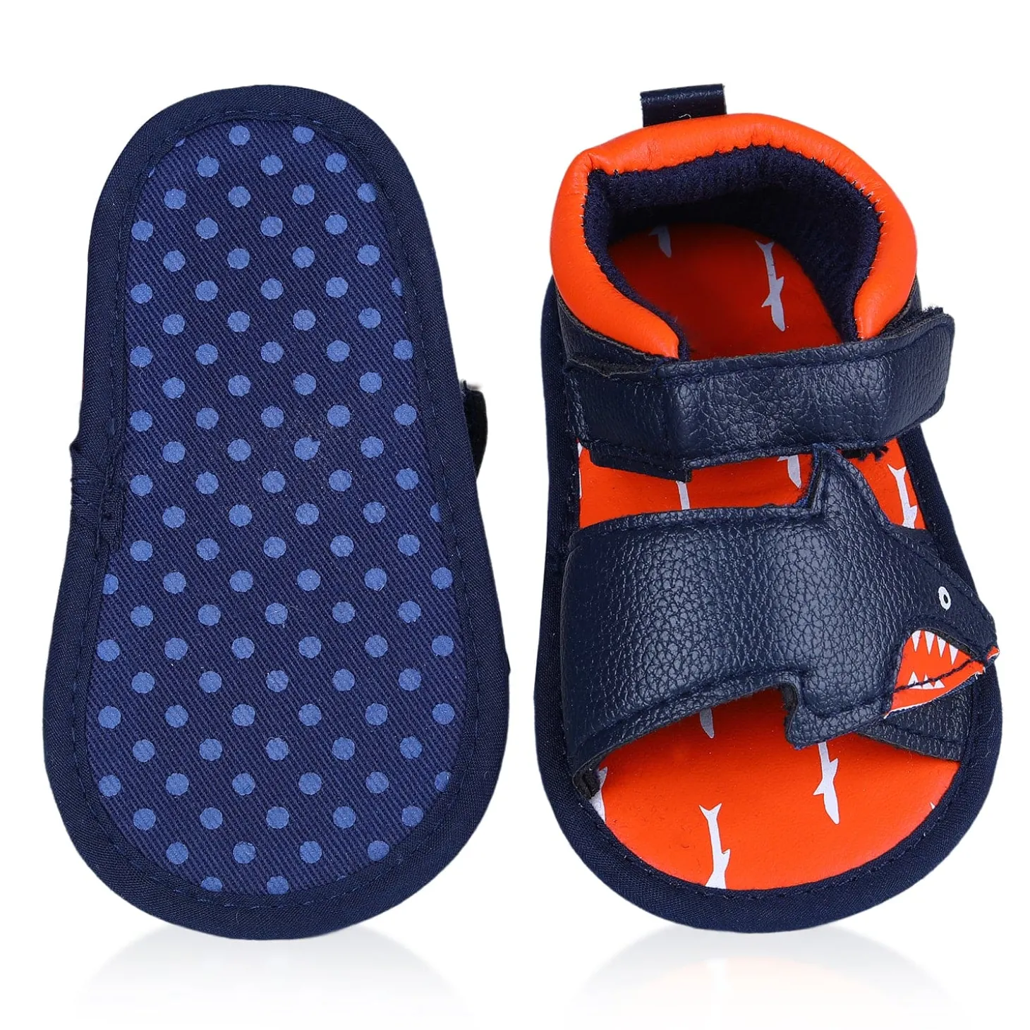Shark Anti-Slip PU Leather Sole Sandals - Blue And Orange