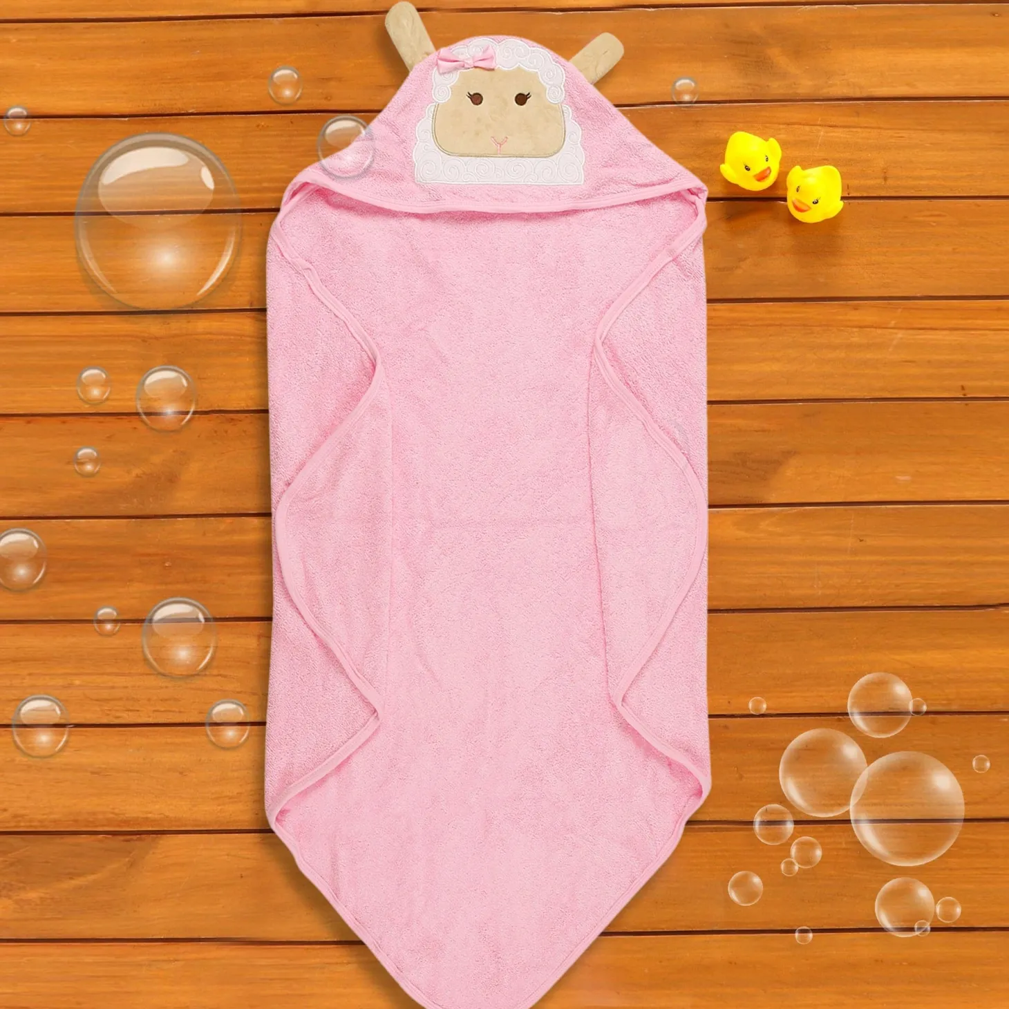 Sheep Pink Hooded Towel