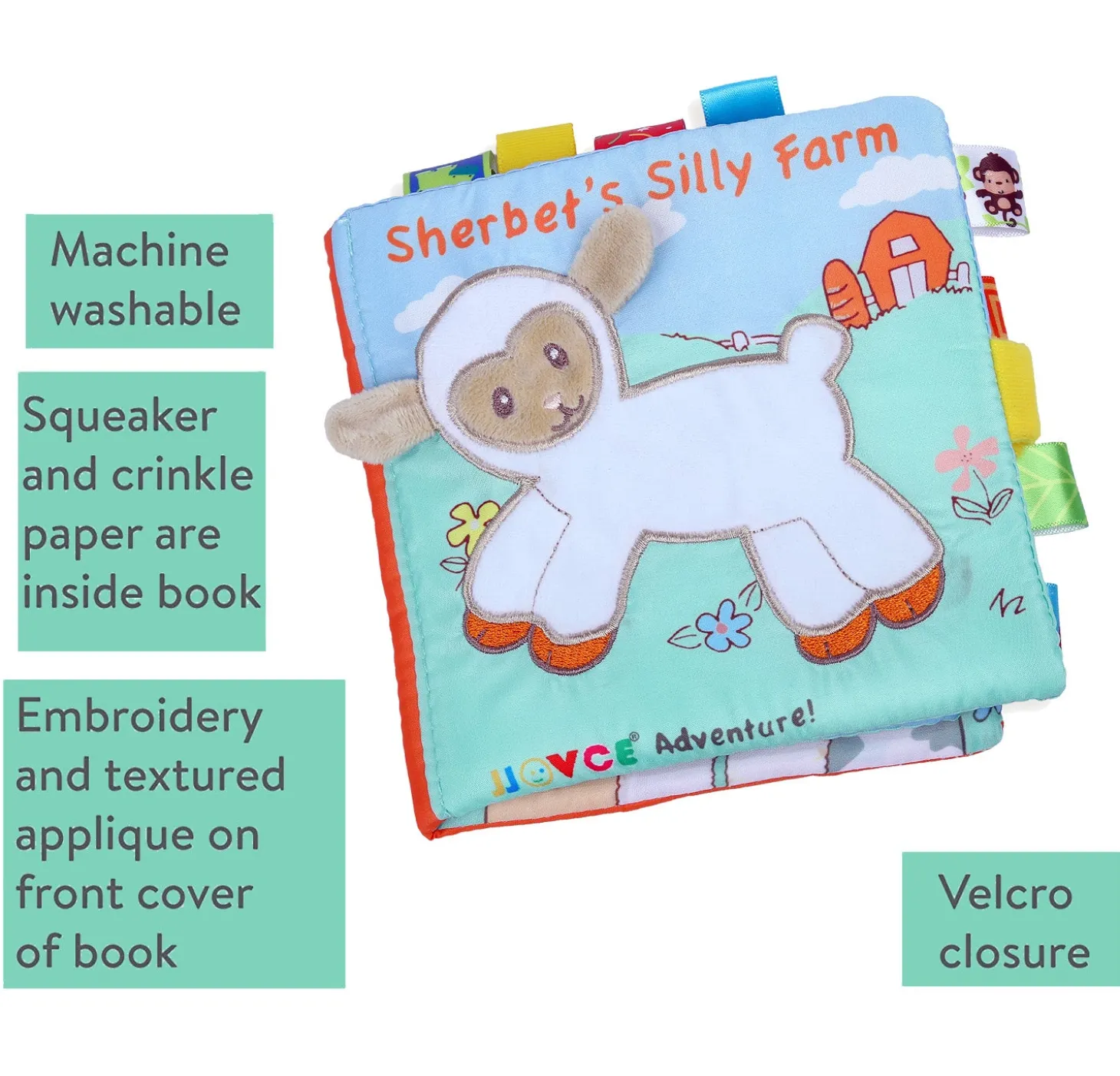 Sherbet’s Silly Farm Educational Learning 3D Cloth Book With Rustle Paper - Multicolour