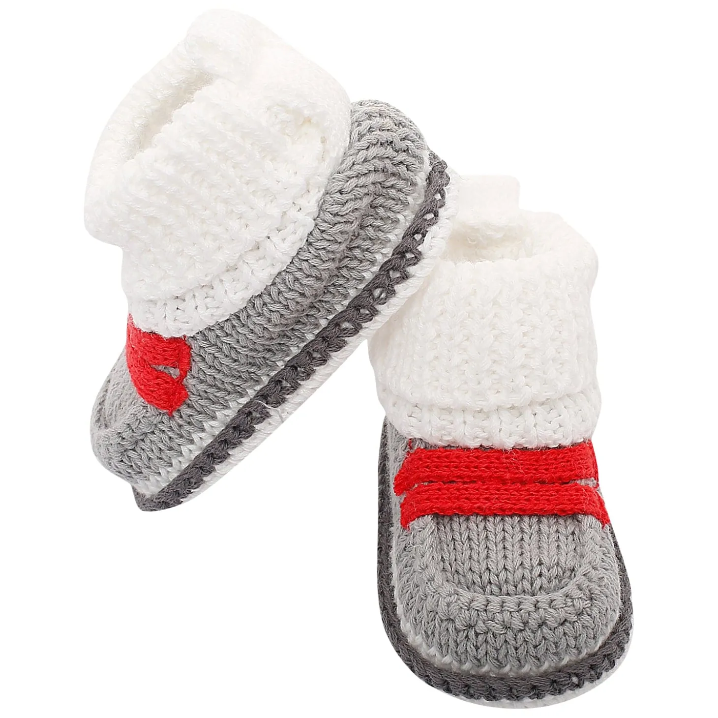Smart Grey And Red Socks Booties