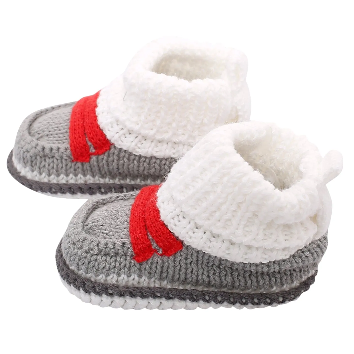 Smart Grey And Red Socks Booties