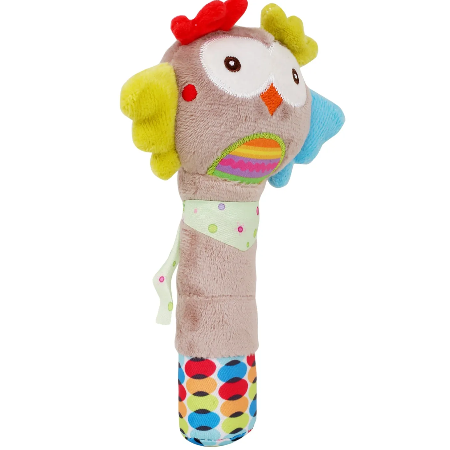 Snoozing Owl Grey Handheld Rattle
