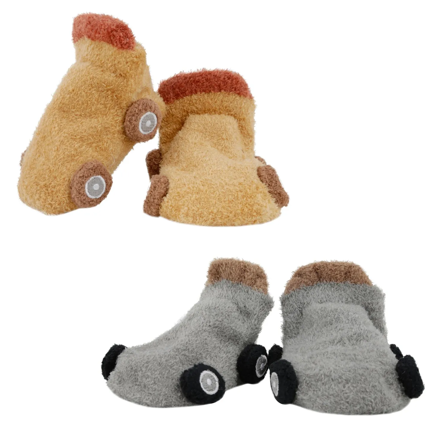 Socks On Wheels Grey And Beige 2 Pk